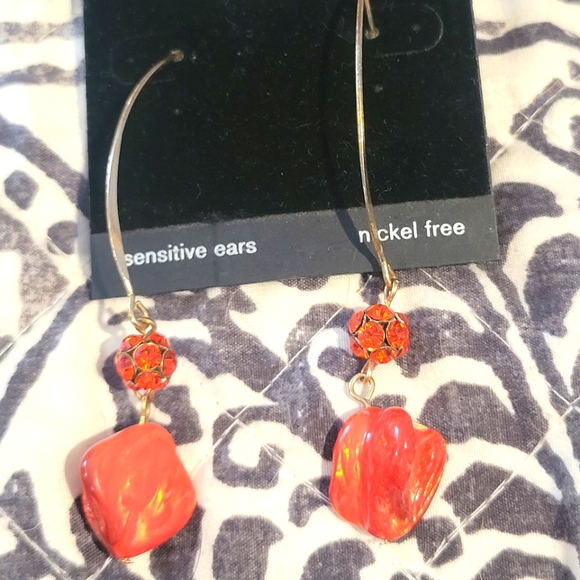 NWT Lane Bryant orange earrings with crystals - Picture 2 of 6